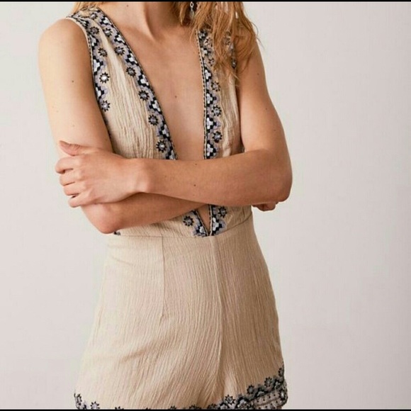 Free People Deep V Romper - Picture 1 of 4